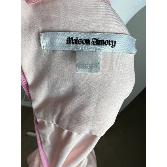 Size M Midi Dress Babydoll Strapless Sequin Fairy Glam Coquette Feminine Pink - Picture 7 of 9